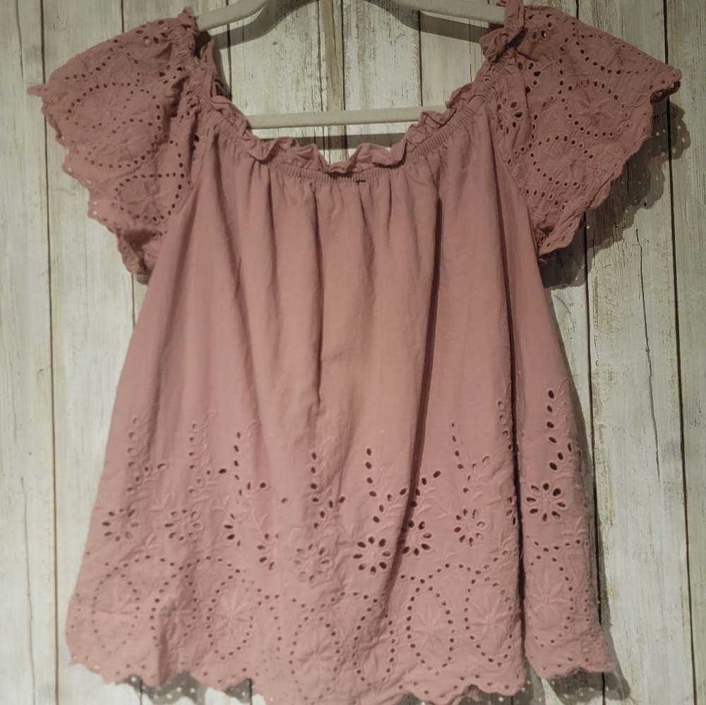 KONTROL CONTEMPORARY SLIGHTLY CROP PALE PINK RELAX FIT top SIZE LARGE.